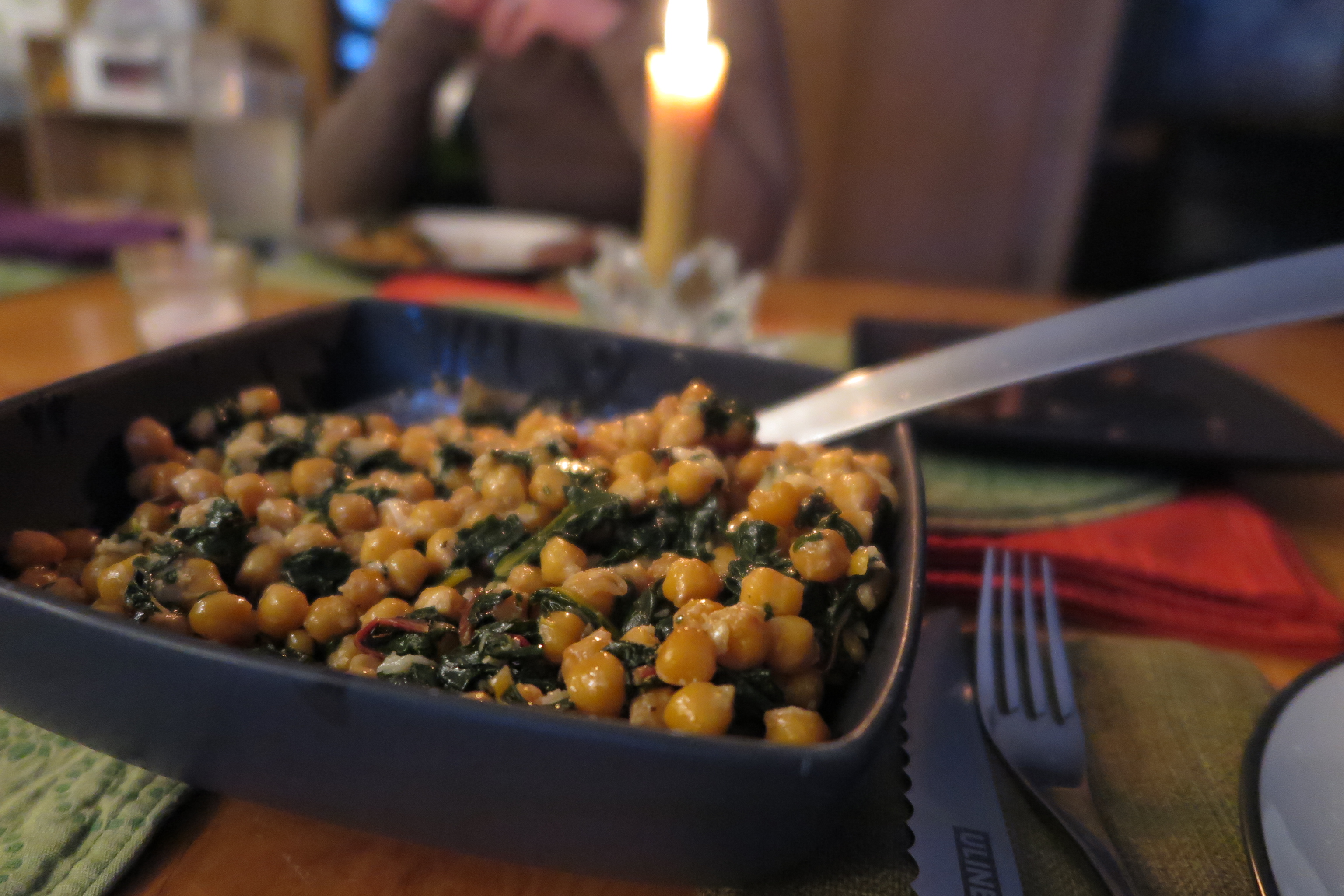 Roasted Garbanzo Beans with Swiss Chard and Garlic